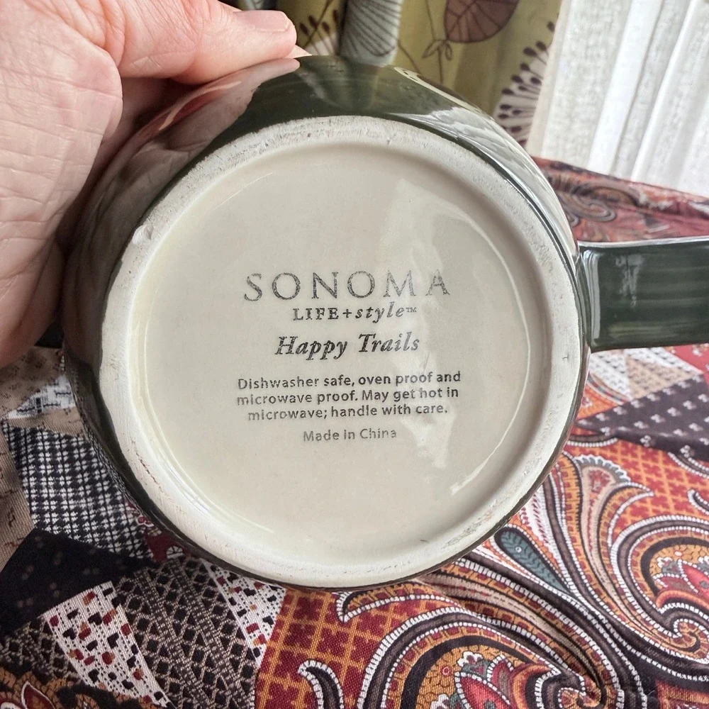 Sonoma Happy Trails Western 3 Pc Set - 2 Handled Soup Bowls & Wall Plaque Trivet